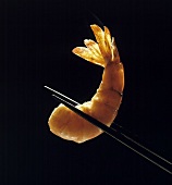One Jumbo Shrimp Held by Chopsticks