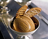Capuccino Ice Cream with Two Pieces of Biscotti