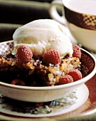 Raspberry Crisp with Vanilla Ice Cream