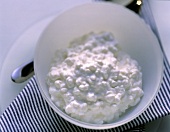 Cottage Cheese in a White Bowl