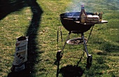 Barbecue Set Up Outdoors with Charcoal