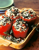 Red Bell Peppers Stuffed with Turkey and Rice
