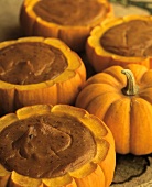 Pumpkin Custard in Carved Pumpkin Bowls