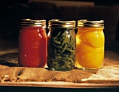 Assorted Jars of Preserved Fruit and Vegetables