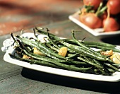 Roasted Green Beans with Garlic; Radishes