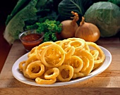 A plate of fried onion rings