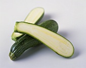 A Whole and Halved Zucchini