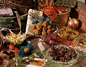 Assorted Christmas Sweets with Christmas Decorations