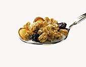 A Spoonful of Granola with Raisins and Almond Slivers