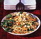 Chinese Noodle Salad with Red Table