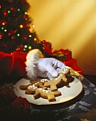 Santa Grabbing a Gingerbread Cookie