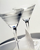 Two Martini Glasses on a Tray
