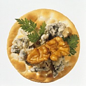 Cracker with Blue Cheese and Walnut