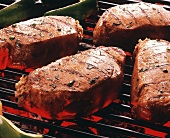 Steak on the Grill; Close Up
