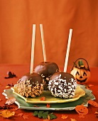 Chocolate Dipped Apples for Halloween