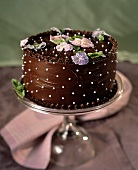 Chocolate Cake with Candied Flowers
