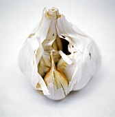 A Partially Opened Garlic Bulb