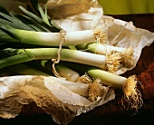 Leeks on a Wooden Table