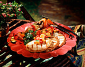 Sliced Grilled Turkey with Vegetable Kabob