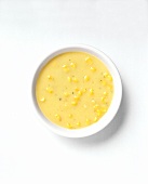 Bowl of Corn Chowder From Above; White Background