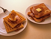 Waffles and French Toast with Butter and Syrup