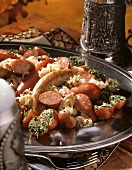 Sausage with Red Potatoes and Sauerkraut