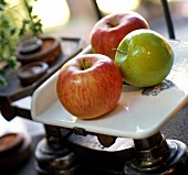 Three Apples on Vintage Scale