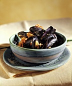 A Bowl of Steamed Mussels with Tomato