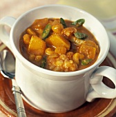 Curried Vegetable Stew in a White Bowl