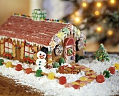 A Gingerbread House with Lights