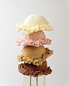 Four Scoops of Ice Cream: Chocolate, Coffee, Strawberry and Vanilla