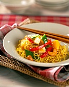 Deep-fried noodles with sweet and sour tofu (China)