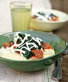 Polenta with Salsa and Spinach