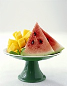 Fruit bowl with mango and watermelon slices