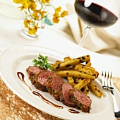 Lamb Medallions with Oven Roasted Potatoes and Red Wine