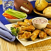 Buffalo wings with strawberry dip