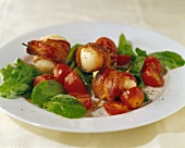 Bacon-wrapped chicken kebabs