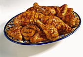 Barbecued Chicken Pieces on a Platter