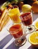 Three Glasses of Fruit and Vegetable Juice