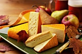 Autumnal cheese platter with apples and pears
