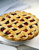 Strawberry and blueberry tart with pastry lattice