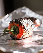 Charred Red Pepper on Foil