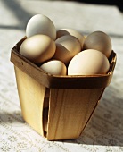 Araucana Eggs in a Wooden Basket