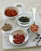 Assorted Spices on a White Tray