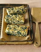 Three pieces of bulgur and spinach frittata