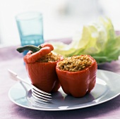 Red peppers stuffed with barley