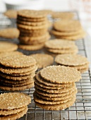 Biscuits, in a pile, on cake rack