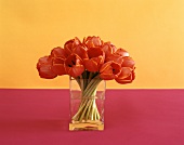 A vase with a bunch of tulips
