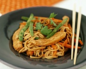 Chicken Lo Mein with Green Beans, Carrots and Cilantro