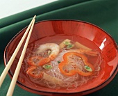 Sichuan-style glass noodle soup with shrimps